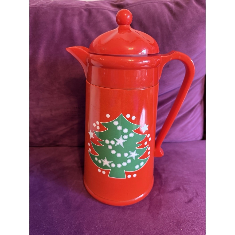 Waechtersbach Holiday CHRISTMAS TREE Plastic Thermos Carafe & Lid  Red Vintage